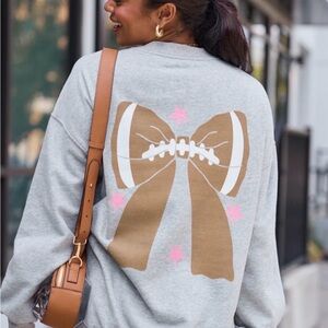 Football Bow Light Grey Graphic Sweatshirt